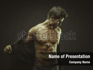 Shirtless Bodybuilder Muscular Athletic Powerpoint Template Shirtless