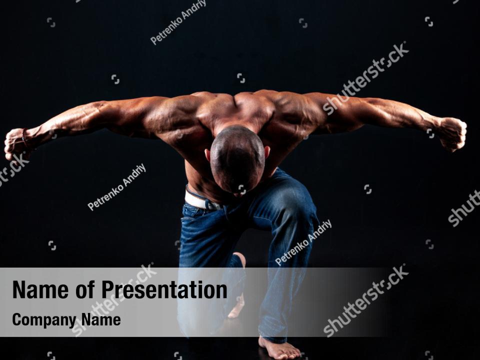 Naked Very Muscular Man PowerPoint Template Naked Very Muscular Man