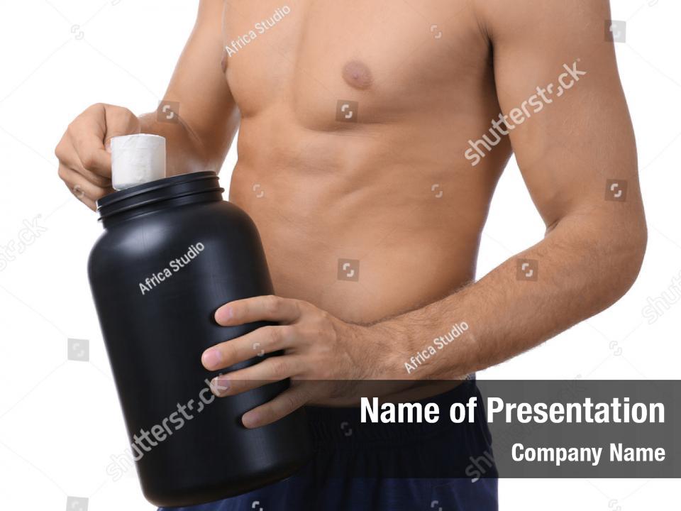 Holding Shirtless Bodybuilder Powerpoint Template Holding Shirtless