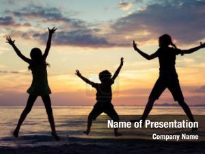 Happy Children on the Sea PowerPoint Template