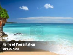 Rocks tropical beach blue sea PowerPoint Template