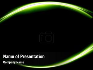 Green Waves on Black PowerPoint Template