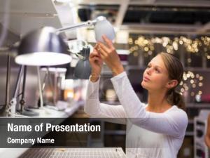 Woman pretty, young choosing right PowerPoint Template