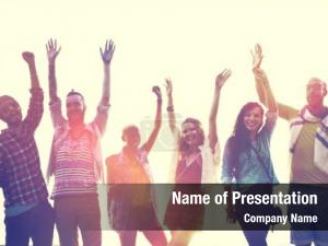 Hands Up Teenagers PowerPoint Template