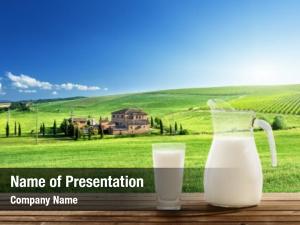 Spring milk sunny field  PowerPoint Template