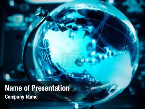 Blue World Globe PowerPoint Template