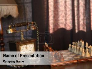 Antique Interior With Chess PowerPoint Template