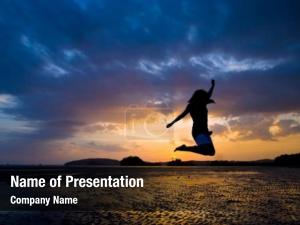 Jumper On Sunset PowerPoint Template