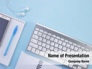 White Keyboard In A Blue Color