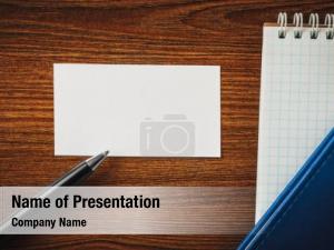 Blank Notepad Sheet with Pen on Wooden Table PowerPoint Template
