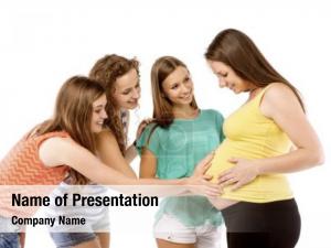 Touching young girls pregnant woman's
