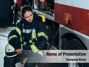 Female Firefighter PowerPoint Template