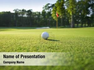 Golf Ball on Grass PowerPoint Template