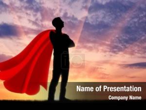 Silhouette of Superman PowerPoint Template
