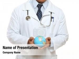 Doctor Holding World Globe PowerPoint Template
