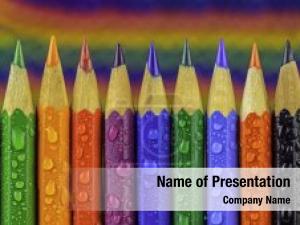 Colored Pencils with Water Drops PowerPoint Template