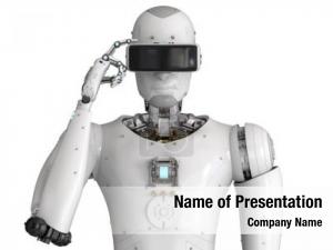 Robot Wearing VR Glasses PowerPoint Template