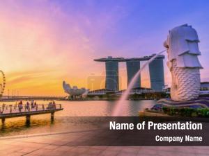 Morning View to Marina Bay Sands PowerPoint Template