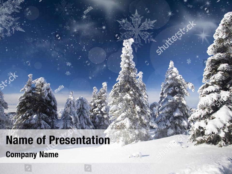Hoarfrost trees covered snow winter PowerPoint Template Hoarfrost