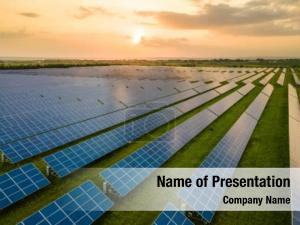 Solar Panels Batteries on Clean Field PowerPoint Template