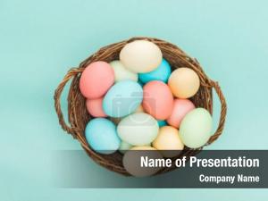 Basket with Easter Eggs PowerPoint Template