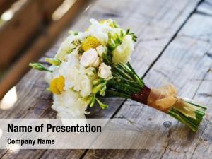 Bunch Of Flowers On Wooden Surface PowerPoint Template