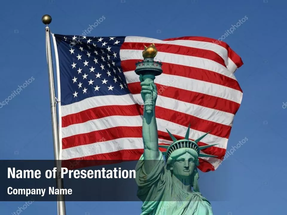 Statue of Liberty With American Flag