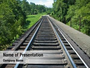 Heading train tracks horizon  PowerPoint Template