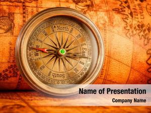 Ancient Map With Compass PowerPoint Template