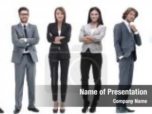 People Standing in Line PowerPoint Template