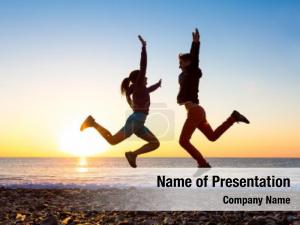 Happy People Silhouettes PowerPoint Template