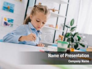Little Girl Drawing PowerPoint Template