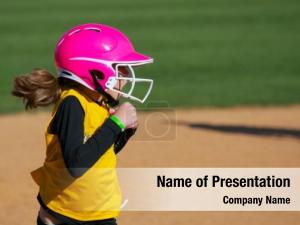 Surprised softball player play  PowerPoint Template