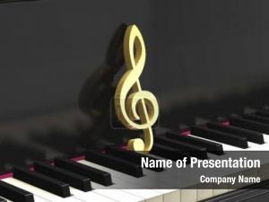 Piano Keyboard With Treble Clef PowerPoint Template