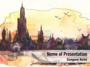 City Paysage Silhouette PowerPoint Template