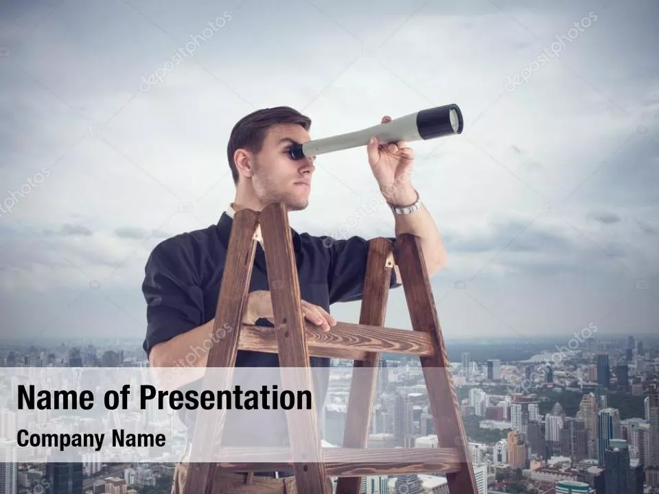 Businessman Looking Through a Spyglass