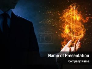 Flaming Dollar PowerPoint Template