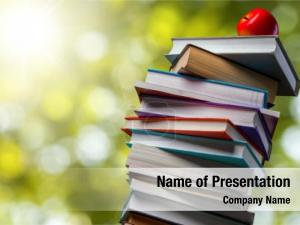 Books Stack and Apple PowerPoint Template