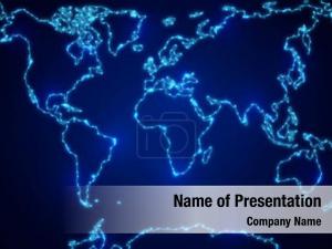 Deep Blue World Map PowerPoint Template