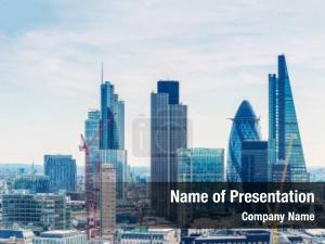 Blue Colored Skyscraper PowerPoint Template