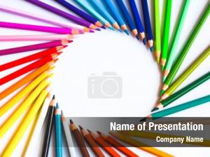 Pencils Arranged in Circle PowerPoint Template