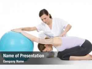 Exercising woman physiotherapist reinforcing vertebral PowerPoint Template