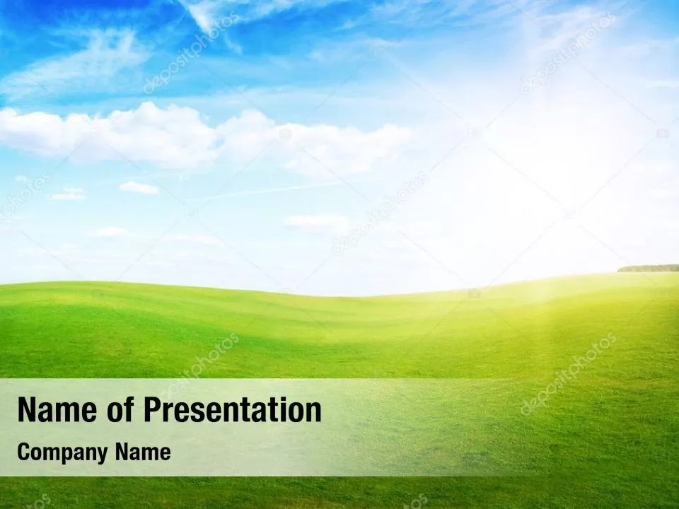 Green Field Under The Sun And Blue Sky