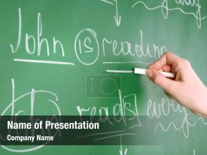 Writing teacher hand grammar sentences PowerPoint Template