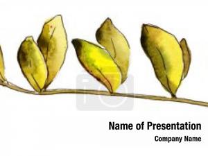 Ink Watercolor with Yellow Leaves PowerPoint Template