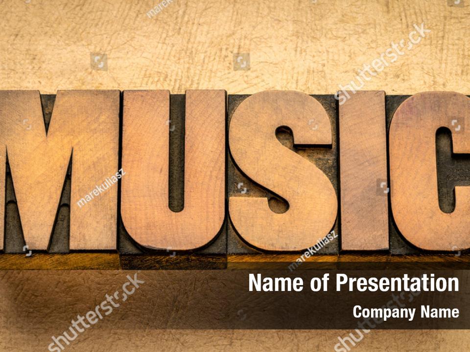Abstract music word vintage wood PowerPoint Template - Abstract music word  vintage wood PowerPoint Background