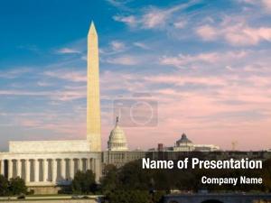 United States Capitol With Lincoln Memorial PowerPoint Template