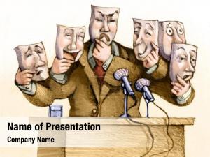 Public politician speaks set masks PowerPoint Template