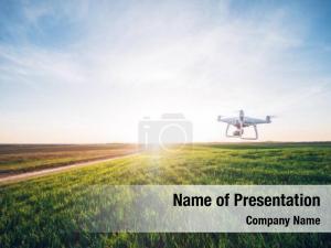 Green drone quadcopter corn field