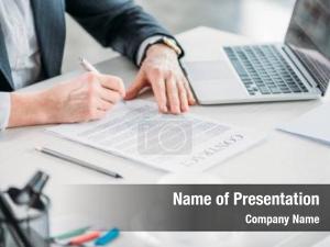 Business Woman Signing Contract PowerPoint Template